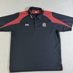 Under Armour South Carolina Gamecocks Golf Polo Shirt Mens LG Black Short Sleeve